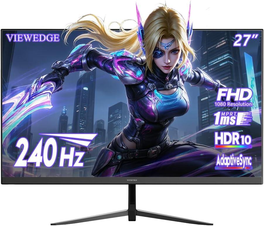 Viewedge Gaming Monitor 27 inch 240 Hz 1ms FHD 1920x1080 Computer Monitor