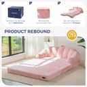 MAXYOYO Folding Sofa Bed, 2 in 1 Convertible Sofa to Lounger Comfy Loveseat Bean Bag Chair for Adults, Floor Sleeper Couch with Handle, Faux Fur Couch Bed for Living Room Bedroom, Pink, Loveseat