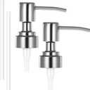 2 PCS Soap Dispenser Pump Replacement, Silver Stainless Steel Soap Pump Replacement Head, Kitchen and Bathroom Soaps Dispenser Pumps for Lotion Bottles, Standard Diameter 28/400 Neck Size