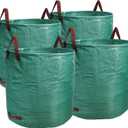 PHYEX Professional 4-Pack 132 Gallon Gardening Bags for Lawn Yard, Extra Large Reusable Leaf Bags, Waste and Trash Container