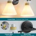 WOSHITU Bathroom Vanity Light Fixtures: 2-Lights Mid Century Modern Vanity Lights for Bathroom, Black and Gold Wall Sconce Lighting with Frosted Milky Glass for Over Mirror Bedroom Hallway