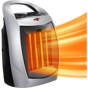 Antarctic Star Space Heater, 750W/1500W ETL Certified Ceramic Small Heater with Thermostat,Electric Portable Heater Fan for Home Dorm Office Desktop and kitchen,Silver (9.5 IN, Silver)