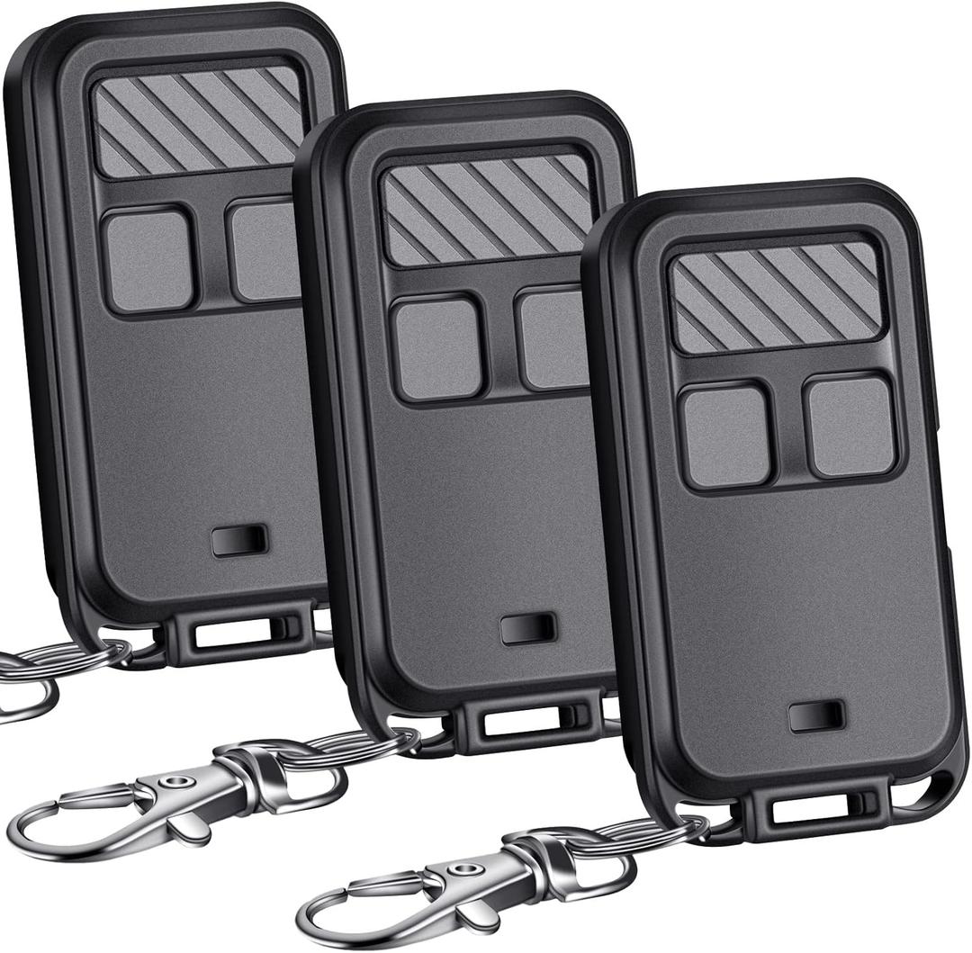 Kingdder 3 Pcs Universal Garage Door Opener Remote Compatible with Chamberlain LiftMaster 3 Button Garage Door Opener Remote with Key Chain for 5 Colors Learning Buttons (Black)