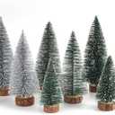 Desktop Miniature Pine Tree Tabletop Christmas Tree Small Pine Tree Decor Christmas Tree Toppers (Green Silver Dark Green)