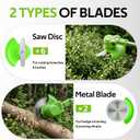 Electric Weed Wacker, Cordless Weed Eater Lightweight Grass Trimmer – 2x2.0Ah Batteries, 60-120 Min Runtime, 2 Types of Blades + Wheels for Garden & Yard Lawn