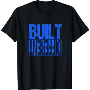 Blue Built Different Blue Color Graphic Blue T-Shirt, S