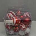 36ct Christmas Ball Ornaments Sets, Red & White Shatterproof Balls for Christmas Tree Decorations Assorted Shapes and Sizes Hanging Ball for Holiday Festival and Party Decoration (Red White)