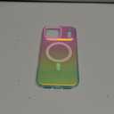 Aesthetic Case for iPhone 17 Pro Max Case for Women Girls [Compatible with Magsafe] Cute Girly Trendy Glitter Sparkly Rainbow Magnetic Protective Phone Cover, Matte Iridescent Pink & Green