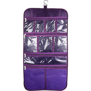Premium Hanging Toiletry Travel Bag - Cosmetic, Jewelry, Toiletry & Accessory Storage Organizer Bag, Large Size, Various Compartments (Purple)
