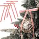 Ribbli Velvet Christmas Tree Bows 24 Pcs Dusty Pink Vintage Wreath Ribbon Bows for Door Garland Home Decor - 5 x 7 Inch, 3/8 Inch Wide