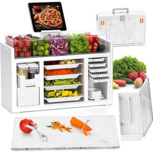 Meal Prep Kitchen Station - Food Prep Station, Outdoor Mobile Barbecue Portable Camping Kitchen Box Prep Station