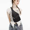 AOSTIHOT Crossbody Small Sling Backpack Sling Bag for Women, Chest Bag Daypack Crossbody for Travel Sport Running Hiking Dark Black