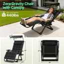 Suteck Zero Gravity Chair with Canopy, Reclining Camping Lounge Chair w/Removable Cushion, Upgraded Lock and Cup Holder, Reclining Patio Chairs Folding Recliner for Indoor and Outdoor, 26Inch