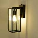 MICSIU 2 Pack Dusk to Dawn Outdoor Lighting, 14.5 Inch Modern Farmhouse Exterior Wall Sconce with Clear Glass, Industrial Black Outside Porch Lights for House Garage Entryway, E26 Base, ETL Listed