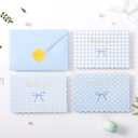 Crisky Thank You Cards with Envelopes,50 Pack Blue Thank You Cards Bulk Bow Style for Baby Shower, Birthday, Wedding Decoration Party Favors