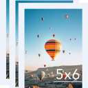 5x6 White Picture Frame Set of 3, Horizontal and Vertical Formats for Wall Hanging, 5 x 6 Wall Gallery Poster Photo Frames with Shatter Resistant Plexiglass, 3 Pack, White