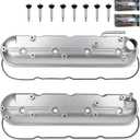 MITZONE Valve Cover Set Compatible with Chevy Silverado Sierra Express Savana Avalanche Suburban Trailblazer Tahoe Yukon Escalade 4.8 5.3 6.0L Camaro Corvette CTS-V Firebird GTO 5.7 6.0L 6.2L V8