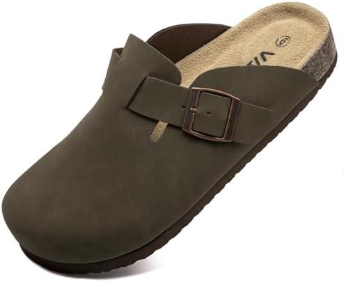 Vayfio Suede Clogs Potato Shoes Cork Footbed Sandals Comfort Mules with Arch Support Slip On Slippers 7