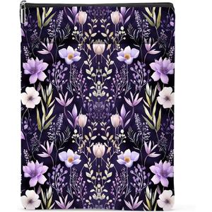 4 x Book Lovers Book Sleeve, Book Accessories Bookish Gifts Book Gifts Friendship Christmas Birthday Gifts for Women Floral Lovers Teacher Mom, Aesthetic Book Pouch Book Protector, Purple Flowers