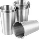 QWORK 16 Ounce Stainless Steel Pint Cups - 10 Pack 450ml 304 Steel Cup - for Coffee, Tea, Cold Drinks, Home and Outdoor Use