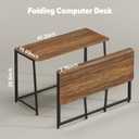 WOHOMO Folding Desk, 47.2" Foldable Computer Desk for Bedroom, Space Saving Computer Table Writing Workstation for Home Office, Easy Assembly, Walnut, Extra Large Size:47.2 x 19.6