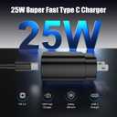 Essri Type C Charger Fast Charging for Samsung Galaxy S25 S24 S23 S22 Note 20,4Pack 25W Super USB C Fast Charger Block with (6ft+10ft) x2 Cables for iPhone 15/16 Pro Max/Plus, Android Phones - Black