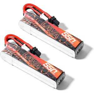 BETAFPV 2pcs Lava 550mAh 2S 7.6V 75C LiHV Lipo Battery with XT30 Connector, Rechargable FPV Drone Lipo Battery, for 2S FPV Racing Whoop Drone Quadcopters Like Meteor85, Pavo Pico 2S Brushless Drone