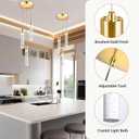 Pendant Lights Kitchen Island, Modern Kitchen Island Lights, Ceiling Lighting Fixtures with Crystal Bubble, Integrated LED Hanging Light Goid 1 Pack(3-Light)