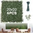 Grass Wall Panels 20  20 (6 Pack)  UV-Protected Artificial Boxwood Hedge Greenery Backdrop Covers 16.66 sq ft, Indoor/Outdoor Privacy Fence Screen, Zip Ties & Spare Leaves Included