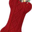 Malier Dog Christmas Stocking, Knit White Christmas Stocking for Dogs, Bone Shape Dog Stocking Christmas Large Pet Stockings Hanging Dog Christmas Stocking for Dogs Cats Pets (Red)