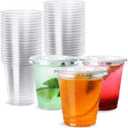 8 oz Plastic Cups with Lids 100 Pack, Disposable Clear Cups with Straw Slot Lids for Lemonade Coffee Smoothie Cold Drink Containers To-go Cup