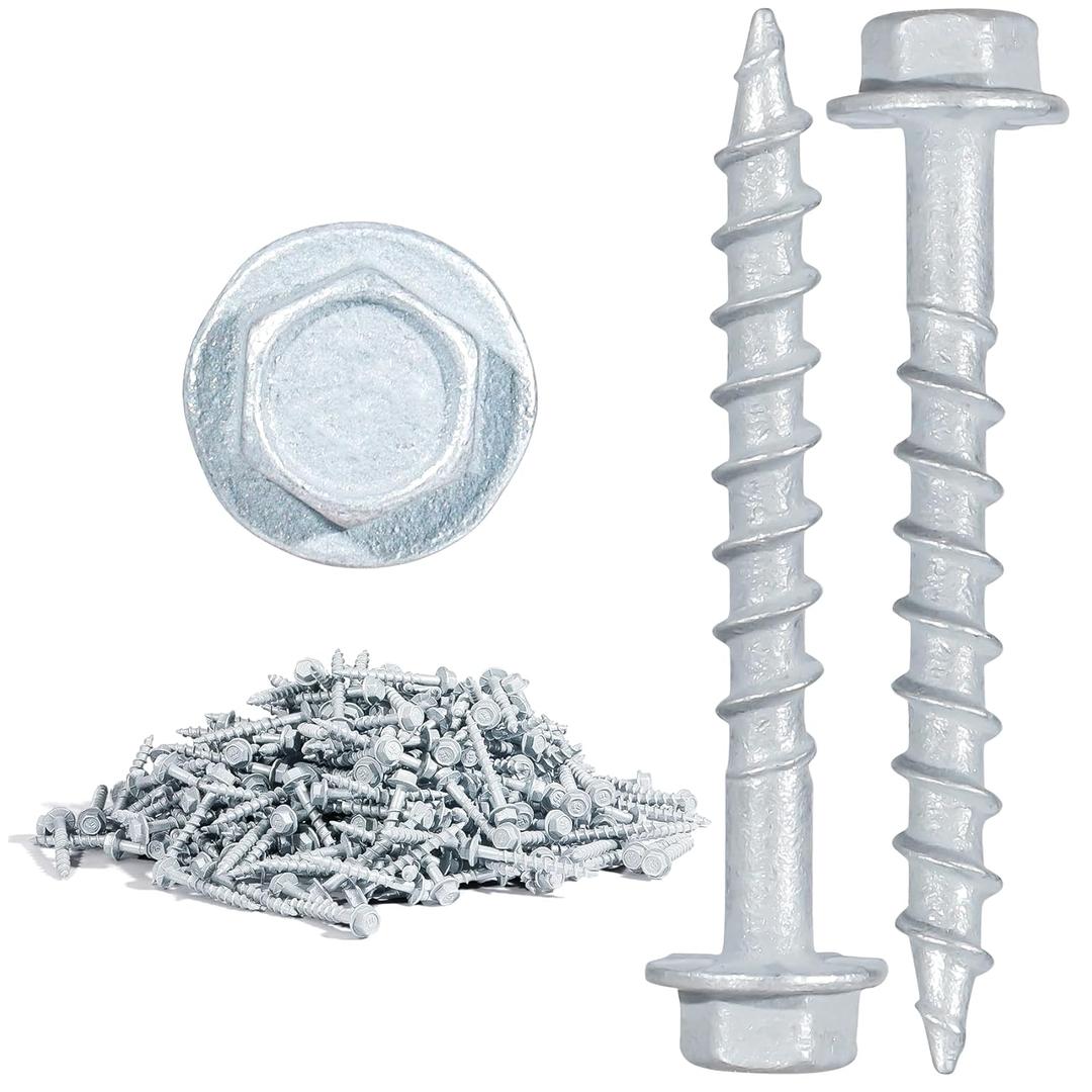 SD Connector Screws, #9 x 1-1/2" Heavy Duty Joist Hanger Screws, 1/4" Hex Head, 0.380" Dia, 10D Nail Replacement, Mechanical Galvanized, 1500-Hour Salt Spray Tested, 500 Count