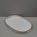 Oval White Decorative Tray with Handles, Versatile Serving Tray for Coffee Table, Ottoman, Ideal for Serving, Displaying, Organizing, 15.3"*10.6"*1.37"
