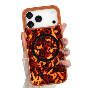Jefonha Magnetic for iPhone 17 Pro Max Case Abalone Shell, Tortoise Orange