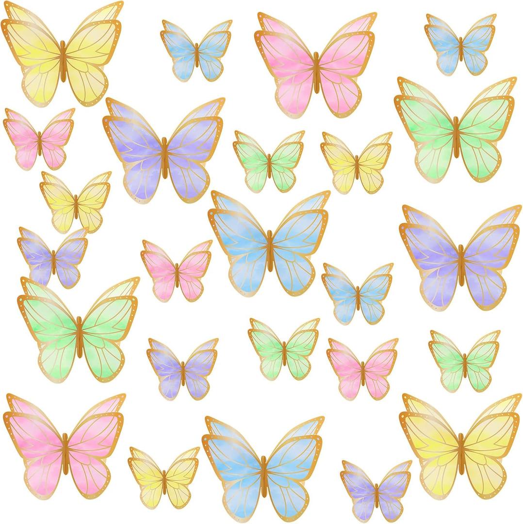 Yexiya 15 Pieces Butterfly Table Centerpiece Birthday Party Decorations Table Toppers Centerpieces Butterfly Theme Party Decor for Birthday Shower Supplies (Classic)