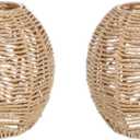 DOITOOL 2Pcs Rattan Pendant Lamp Shade, Rattan Basket Chandelier Lamp Shade, Woven Lampshade for Home Restaurant Cafe Teahouse Decoration, 5.89"W x 5.51"H (Inner Diameter of Hole: 1.6inch）