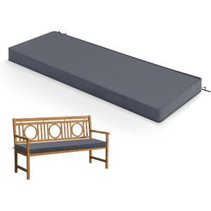 Summsun Outdoor Bench Cushion: Waterproof and Fade Resistant Patio Furniture Cushions - Non-Slip Bench Pad Cushion with Removable Cover for Garden Swing Porch Sofa Settee, 48 x 18 x 3 Inch, Dark Grey
