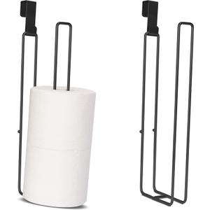 Black Toilet Paper Holder, Bathroom Toilet Paper Roll Holder with Storage Extra 2 Rolls, Over The Tank Toilet Paper Holder with Storage, Stainless Steel, 2Pcs