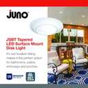 Juno SlimBasics 6 Inch LED Ceiling Light, LED Surface Mount Downlight for Shower Light or Closet Lighting, 3000K Neutral White, Tapered Trim, Wet Rated, Matte White (JSBT 6IN 30K 90CRI MW WL M6)