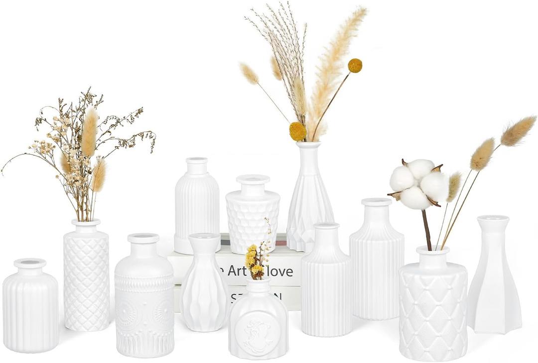 Matte White Glass Bud Vase Set of 12 Small Minimalist Vases for Easy Home Styling, Perfect for Windowsills, Bedrooms, Bathrooms, and Table Centerpiece Dcor