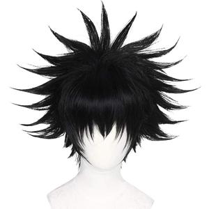 JoneTing Black Layered Wig +Hair Cap Cosplay Costume Synthetic Short Black Spiky Wigs for Halloween Black Hair for Boy Anime Cospaly Peluca Negra for Mens Wig (Dark Blue)