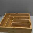 BAMEOS 3.9inch Tall Bamboo Drawer Organizer, Expandable Utensil Holder with 8 Compartments, Adjustable Kitchen Drawer Divider for Flatware, Silverware and Gadgets, Deep Storage for Home and Office