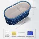Portable Bathtub,Foldable Freestanding Bathtub,Japanese Soaking Tub,Shower Stall Tub,Bathroom Folding SPA Bath For Adults, Boys & Girls,Outdoor/Indoor Hot Ice Bath,47 Inch,Blue,PVC & Al Alloy