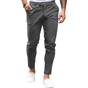 Mens Chinos Slim Fit Pants Flat Front Stretch Skinny Tapered Dress Pants Comfort Casual Solid Trousers (Gray)