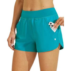 Willit Women's 3" Swim Board Shorts Swimming Bottoms with Brief Liner Quick Dry UPF 50+