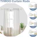 TVWOO White Decorative Farmhouse Curtain Rod:18-60"Adjustable Heavy Duty Single Window Curtain Rod for Bedroom Living Room,Antique White Boho Rustic Drapery Rods with Vintage Twist Finial Easy Install