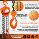 YATOINTO Chain Hoist 1 Ton(2200 Lbs) Capacity 20 FT Manual Hand Lift Steel Chain Block Hoist with 2 Heavy Duty Hooks Industrial Grade Steel Structures for Garages Automotive Machinery
