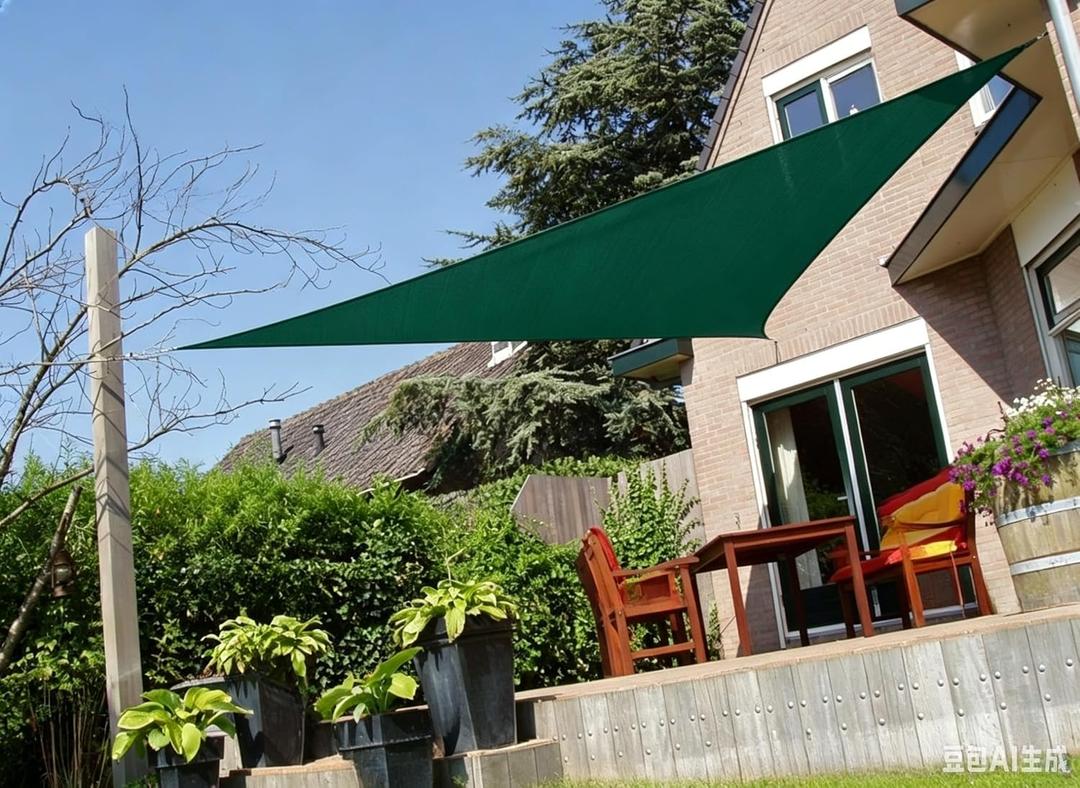 LyShade14' x 14' x 14' Dark Green Colour Triangle Sun Shade sail Canopy Awning for Garden Deck Pool Patio pergola Backyard Sandbox Outdoor Sun shade-90% Sun Shade, Higher u.v. Block