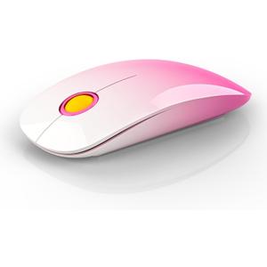 Bluetooth Wireless Mouse - (BT5.1+USB) Slim Dual Mode Computer Mice with Quiet Click, Low Power, and 1600 DPI, Portable Cordless Mouse for MacBook, Laptop, iPad Pro/Air(Gradient Pink)