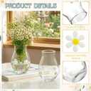 1 Pcs Daisy Icon Glasses Flower Vase, Daisy Flower Vase for Centerpiece Living Room Kitchen Office Wedding Birthday Party Supplies Gift